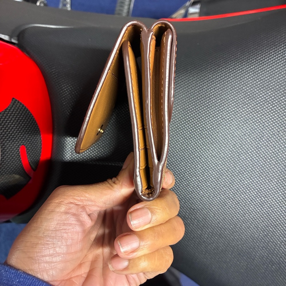 Coach Brown and Gold Compact Tri-Fold Wallet - Picture 8 of 14